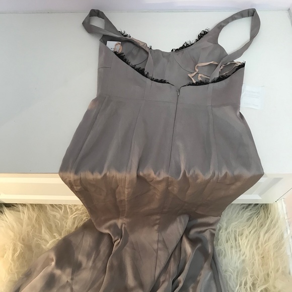 FAME AND PARTNERS Ara Satin Lace Trim Dress - Picture 7 of 7